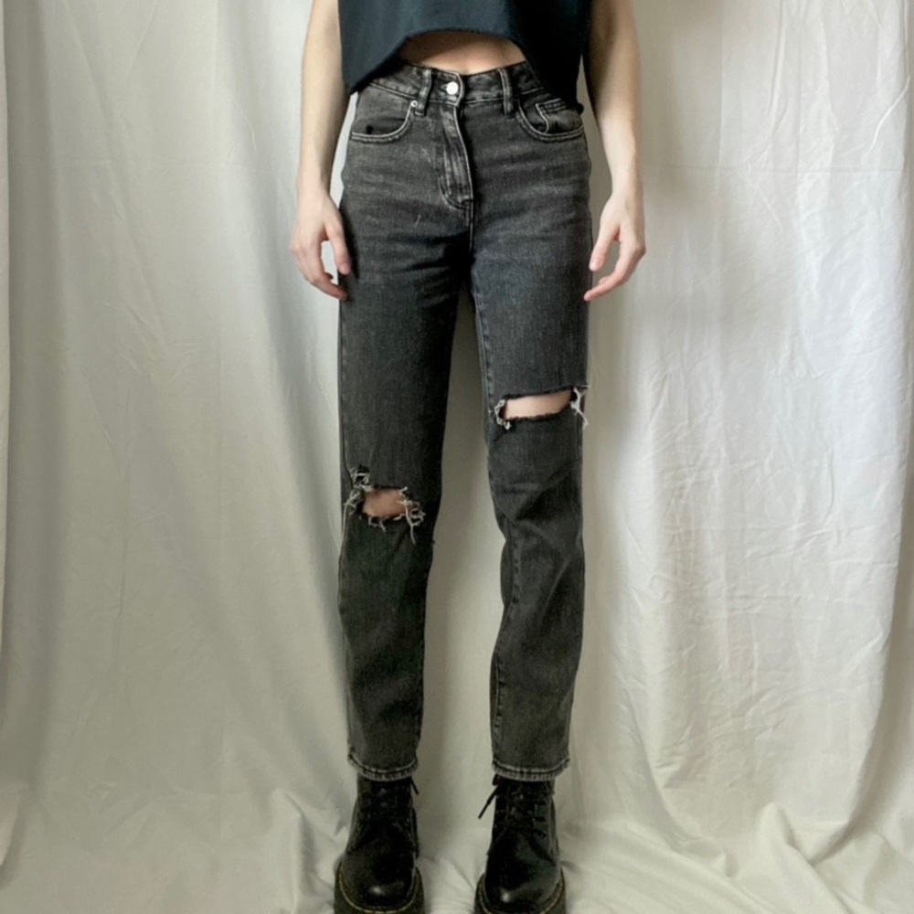 Pacsun black wash ripped mom jeans
